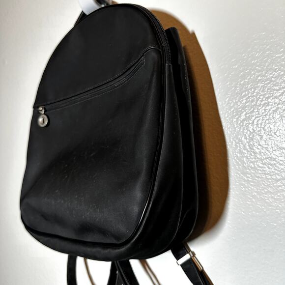 Mandarina Duck Backpack Nylon Leather Trim Mini Round Black 10\